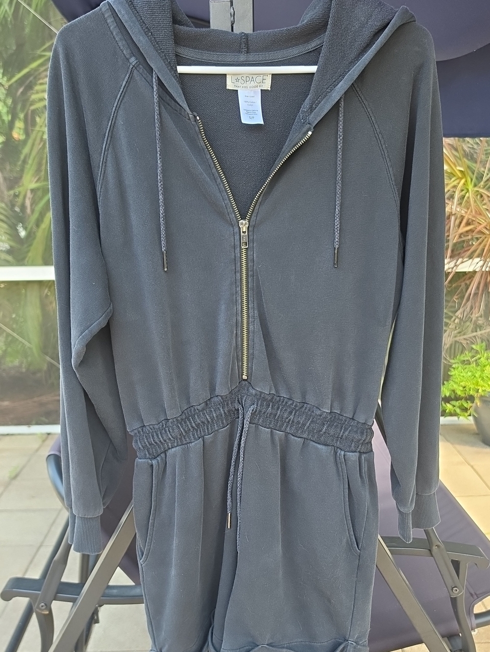L*SPACE Stay Cool Hooded  Romper Black